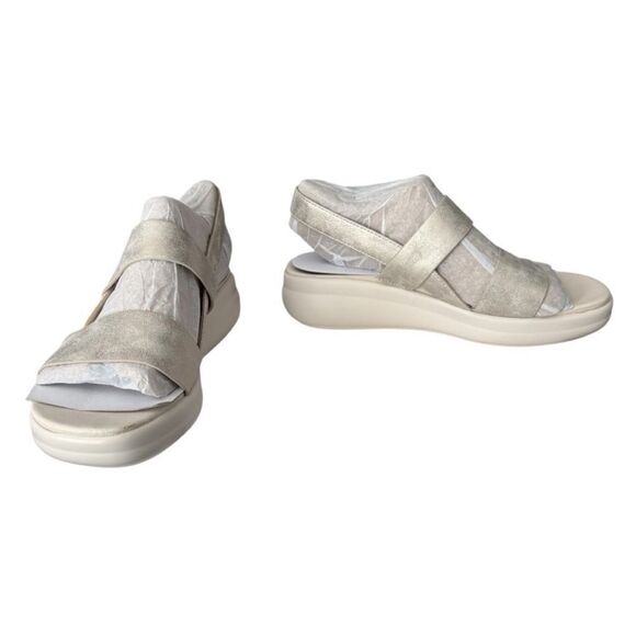 New Naturalizer Coast Gold Faux Leather Wedge Sandals Platinum Women’s Size 8 - Picture 9 of 11